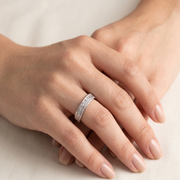 925 Sterling Silver Half Eternity Cubic Zirconia Ring For Women